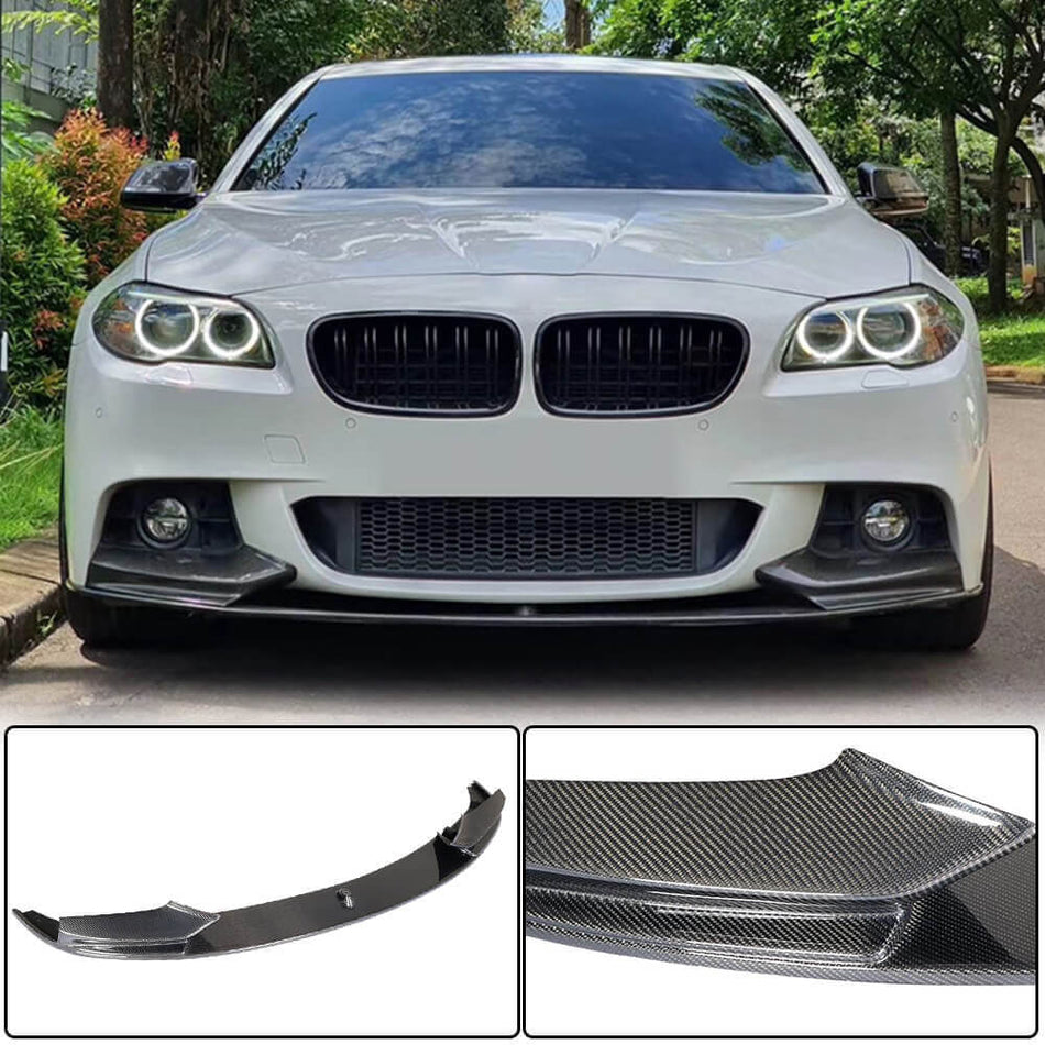 BMW 5 Series F10 M Sport 2012-2016 Front Bumper Lip Spoiler Carbon Fiber-Ahacarbon