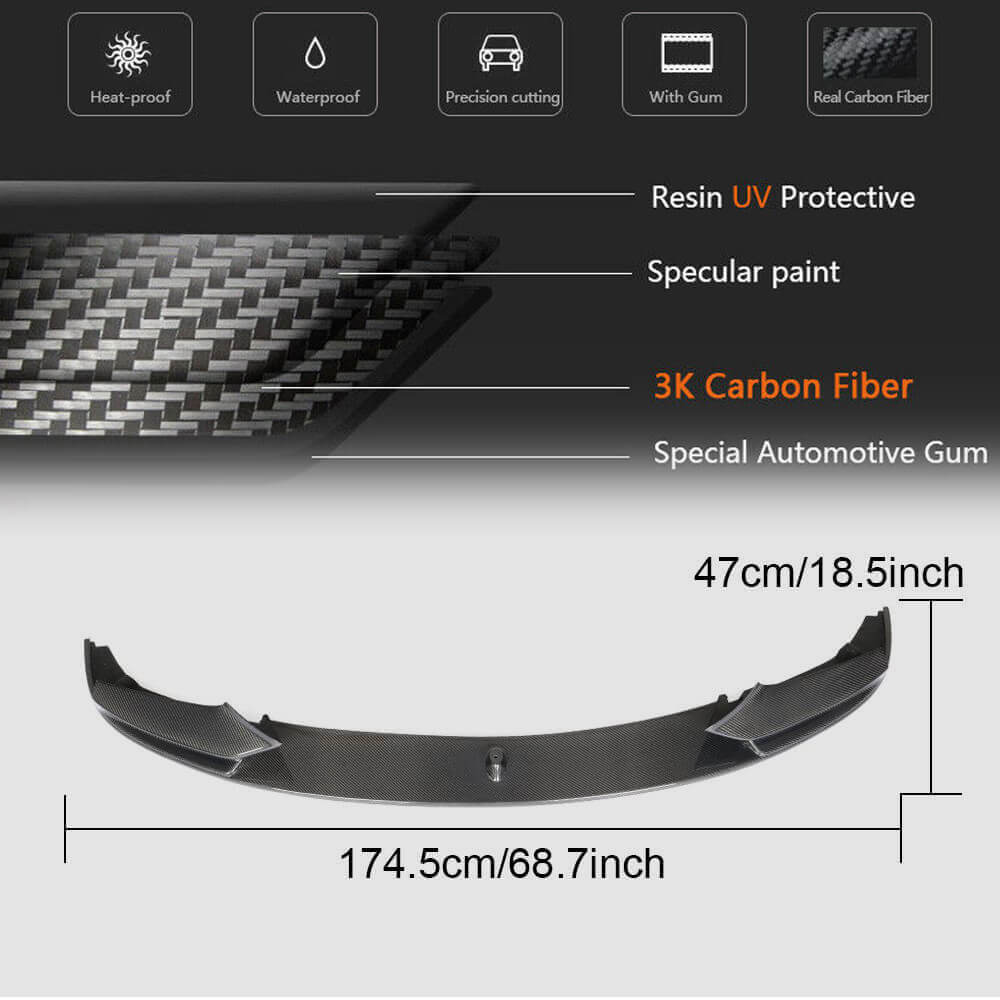 BMW 5 Series F10 M Sport 2012-2016 Front Bumper Lip Spoiler Carbon Fiber-Ahacarbon