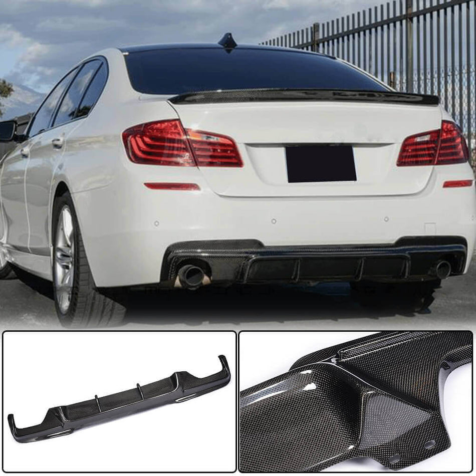 BMW 5 Series F10 M Sport 2012-2016 Rear Bumper Diffuser Carbon Fiber-Ahacarbon