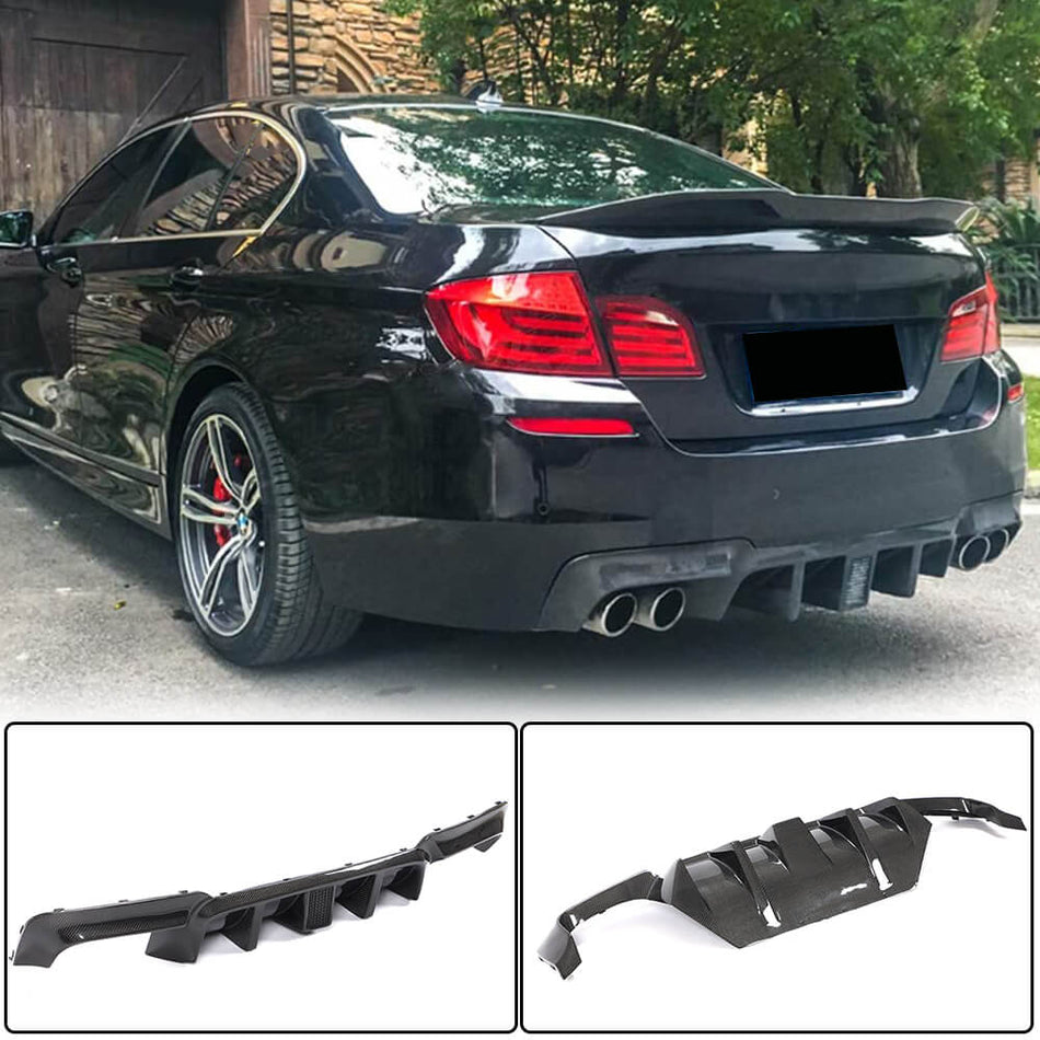 BMW 5 Series F10 M Sport 2012-2016 Rear Bumper Diffuser Carbon Fiber-Ahacarbon