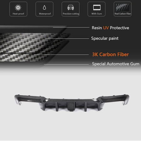 BMW 5 Series F10 M Sport 2012-2016 Rear Bumper Diffuser Carbon Fiber-Ahacarbon
