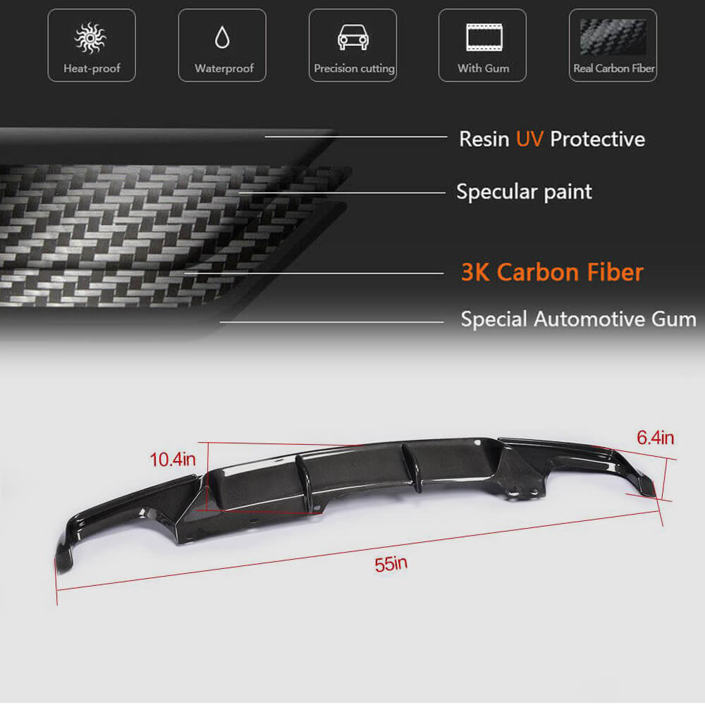 BMW 5 Series F10 M Sport 2012-2016 Rear Bumper Diffuser Carbon Fiber-Ahacarbon