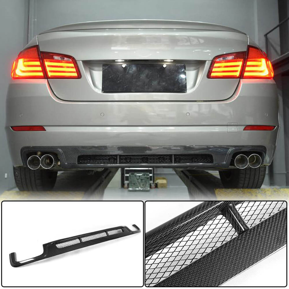BMW 5 Series F10 Base Sedan Pre-LCI 2010-2013 Rear Bumper Diffuser Carbon Fiber-Ahacarbon