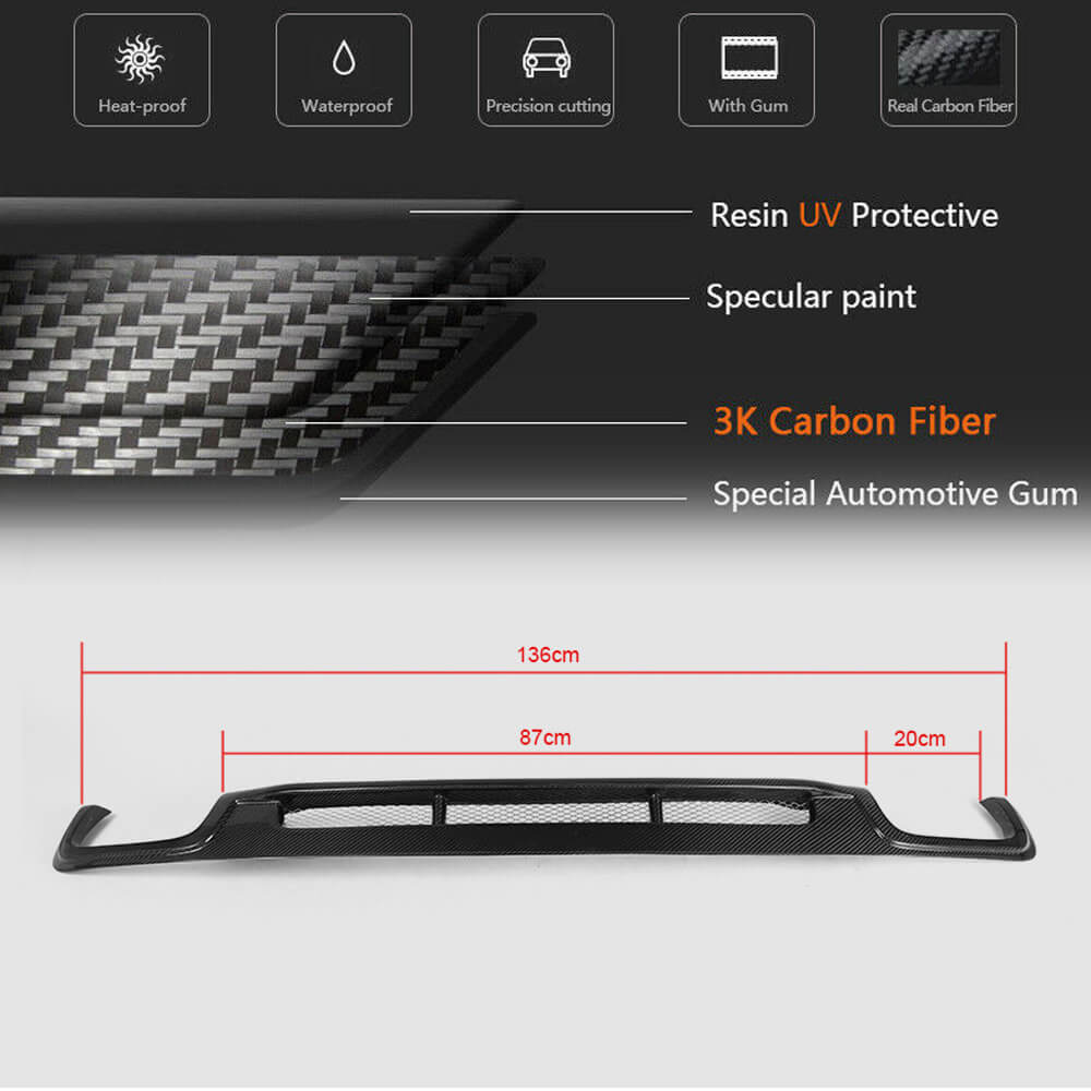 BMW 5 Series F10 Base Sedan Pre-LCI 2010-2013 Rear Bumper Diffuser Carbon Fiber-Ahacarbon