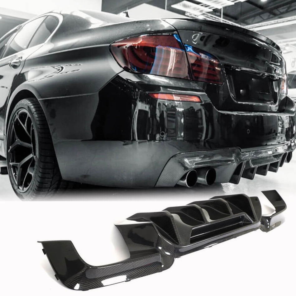 BMW 5 Series F10 M5 2011-2017 Rear Bumper Diffuser Carbon Fiber-Ahacarbon
