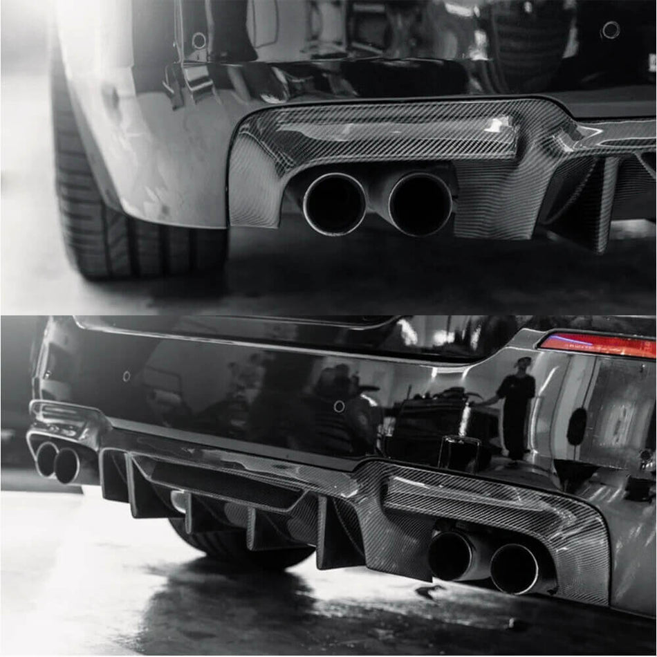 BMW 5 Series F10 M5 2011-2017 Rear Bumper Diffuser Carbon Fiber-Ahacarbon