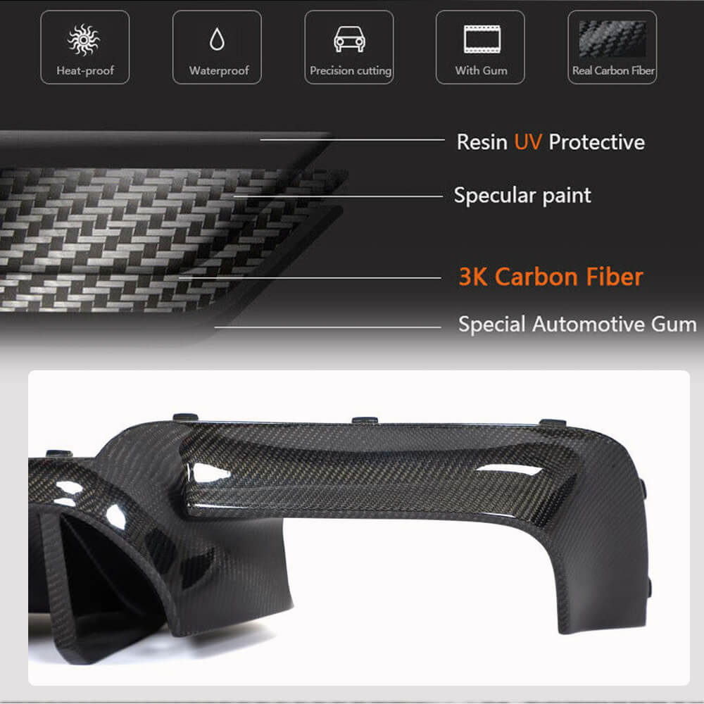 BMW 5 Series F10 M5 2011-2017 Rear Bumper Diffuser Carbon Fiber-Ahacarbon