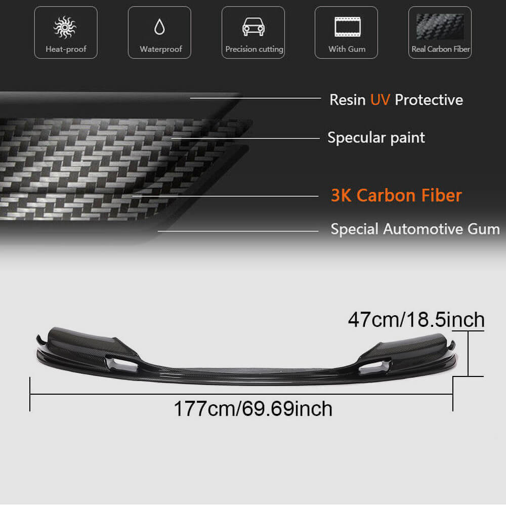 BMW 5 Series F10 M5 2011-2016 Front Bumper Lip Carbon Fiber-Ahacarbon