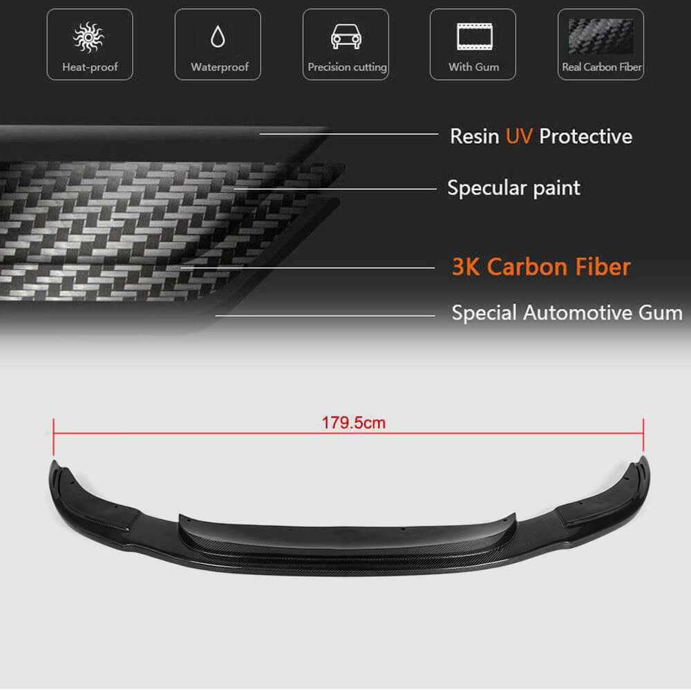 BMW 5 Series F10 M5 2011-2016 Front Bumper Lip Carbon Fiber-Ahacarbon