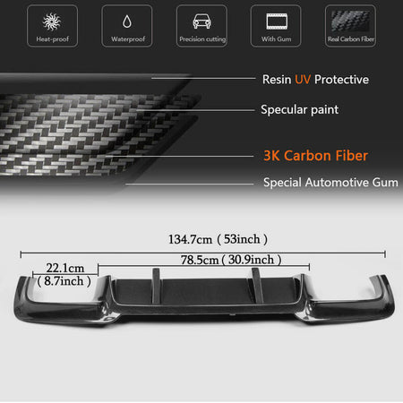 BMW 5 Series F10 M5 2011-2016 Rear Bumper Diffuser Carbon Fiber-Ahacarbon