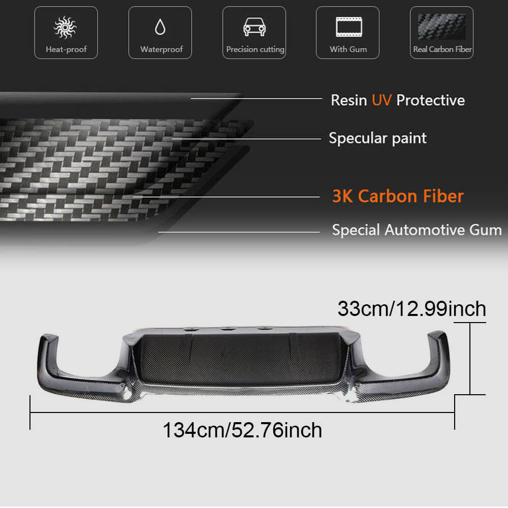 BMW 5 Series F10 M5 2011-2016 Rear Bumper Diffuser Carbon Fiber-Ahacarbon