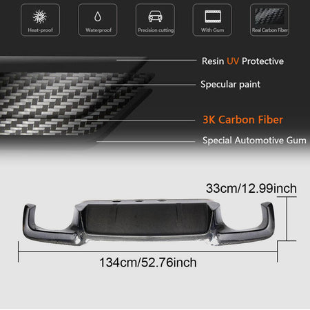 BMW 5 Series F10 M5 2011-2016 Rear Bumper Diffuser Carbon Fiber-Ahacarbon