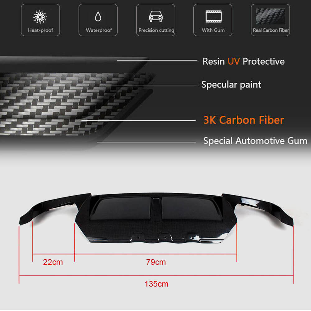 BMW 5 Series F10 M5 Rear Bumper Diffuser Carbon Fiber-Ahacarbon