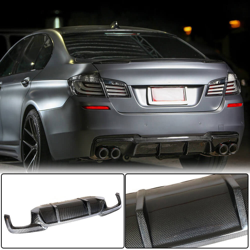 BMW 5 Series F10 535i M Sport 2012-2016 Rear Bumper Diffuser Carbon Fiber-Ahacarbon