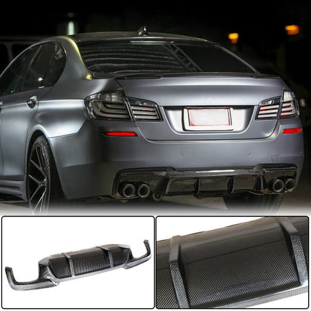 BMW 5 Series F10 535i M Sport 2012-2016 Rear Bumper Diffuser Carbon Fiber-Ahacarbon