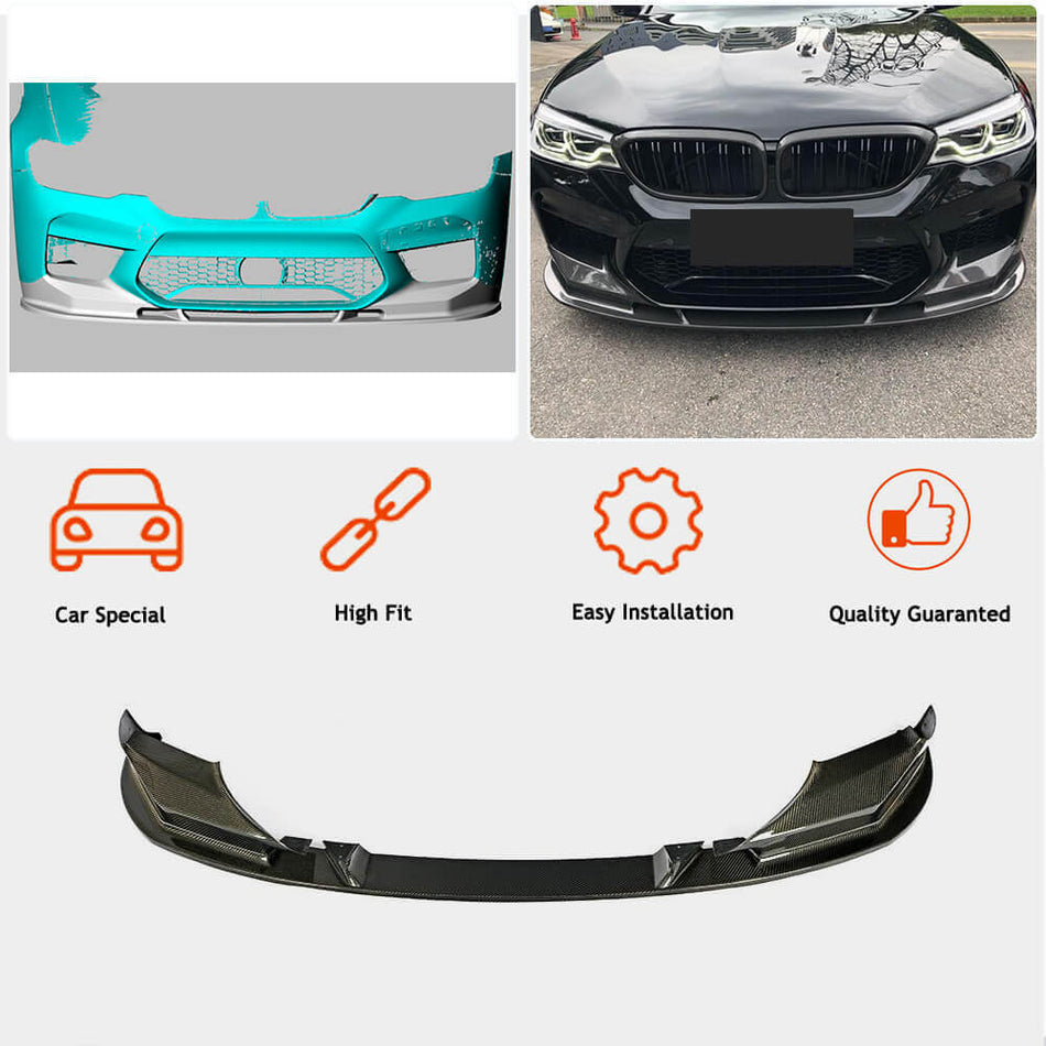 BMW 5 Series F90 M5 Pre-LCI 2018-2020 Front Bumper Lip Carbon Fiber-Ahacarbon