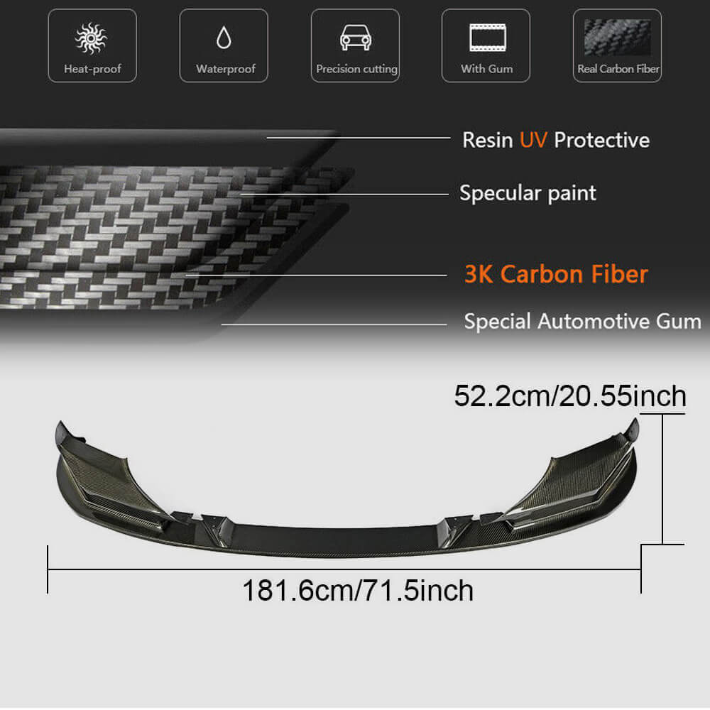 BMW 5 Series F90 M5 Pre-LCI 2018-2020 Front Bumper Lip Carbon Fiber-Ahacarbon