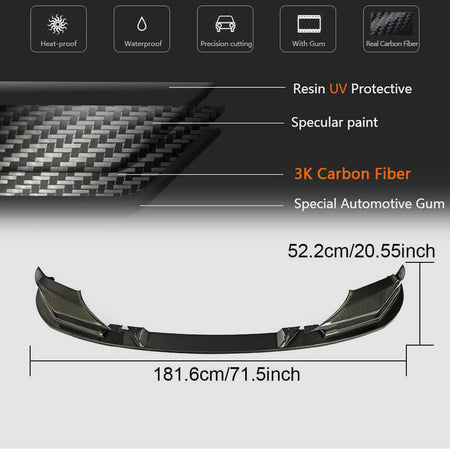 BMW 5 Series F90 M5 Pre-LCI 2018-2020 Front Bumper Lip Carbon Fiber-Ahacarbon