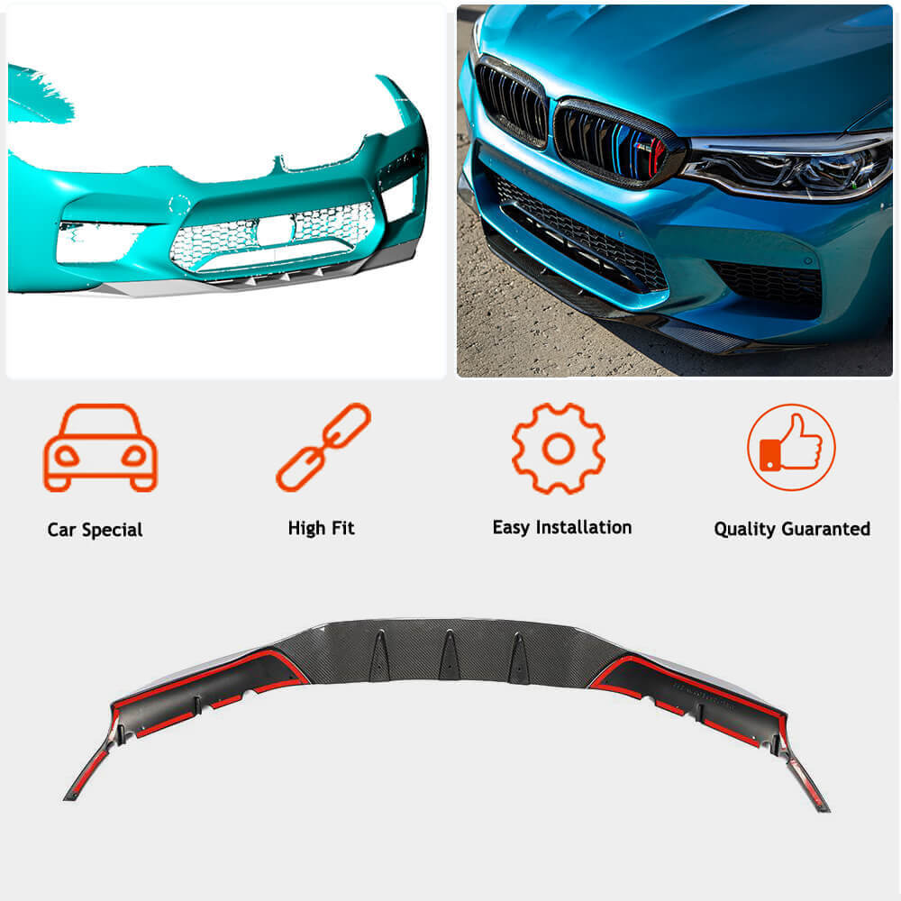 BMW 5 Series F90 M5 Pre-LCI 2018-2020 Front Bumper Lip Carbon Fiber/FRP-Ahacarbon
