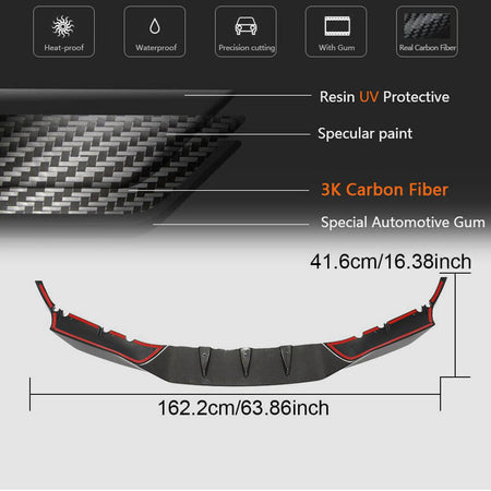 BMW 5 Series F90 M5 Pre-LCI 2018-2020 Front Bumper Lip Carbon Fiber/FRP-Ahacarbon
