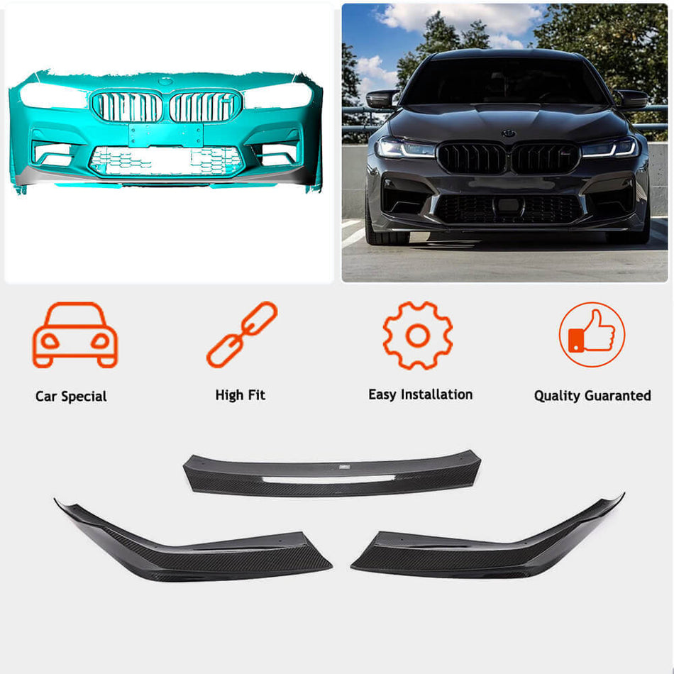 BMW 5 Series F90 M5 LCI 2021+ Carbon Fiber Front Bumper Lip-Ahacarbon