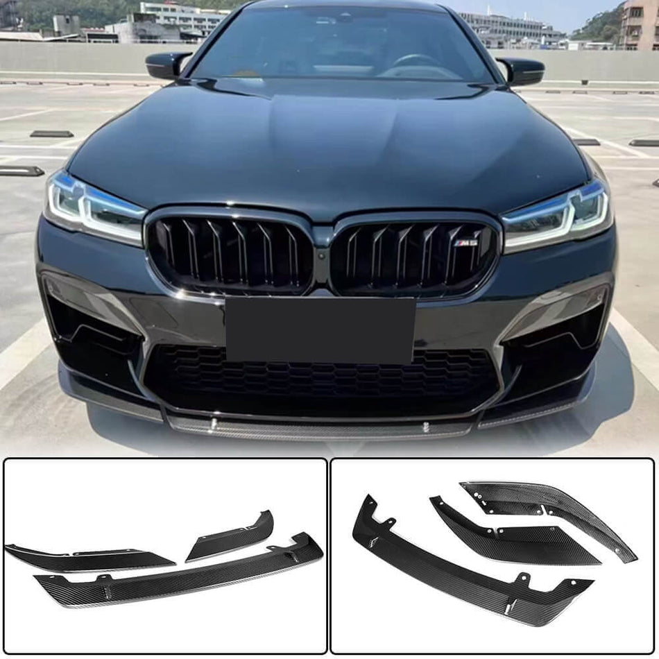 BMW 5 Series F90 M5 Sedan LCI 2021+ Front Bumper Lip Dry Carbon Fiber-Ahacarbon