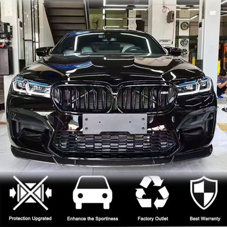 BMW 5 Series F90 M5 Sedan LCI 2021+ Front Bumper Lip Dry Carbon Fiber-Ahacarbon