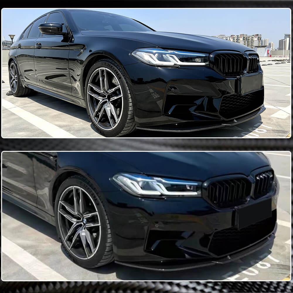 BMW 5 Series F90 M5 Sedan LCI 2021+ Front Bumper Lip Dry Carbon Fiber-Ahacarbon