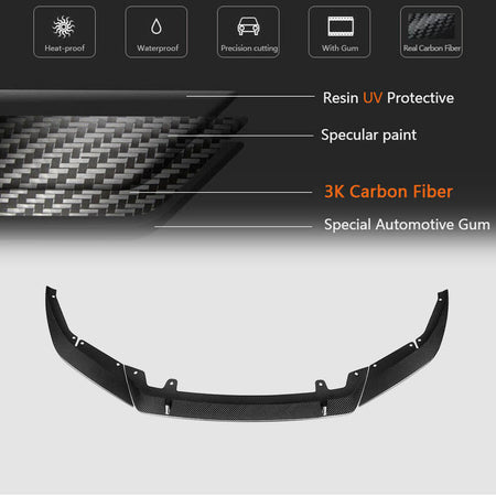 BMW 5 Series F90 M5 Sedan LCI 2021+ Front Bumper Lip Dry Carbon Fiber-Ahacarbon