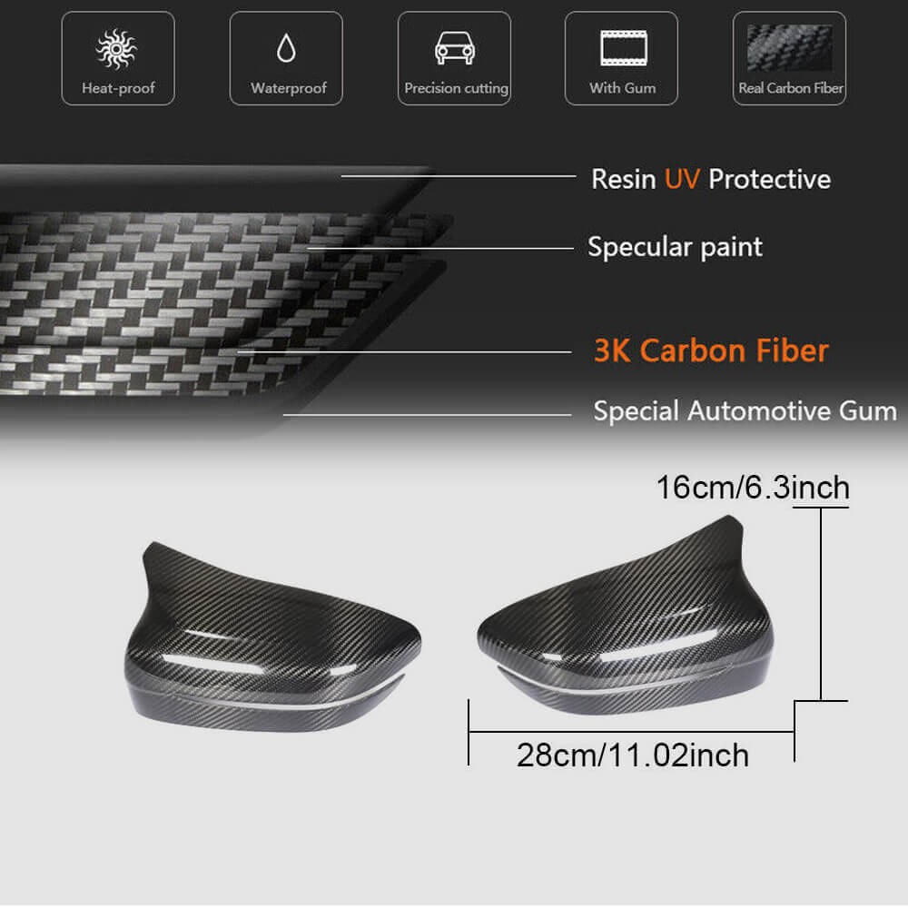 BMW 5 Series F90 M5 Pre-LCI 2018-2020 Mirror Covers LHD Pair Dry Carbon Fiber-Ahacarbon
