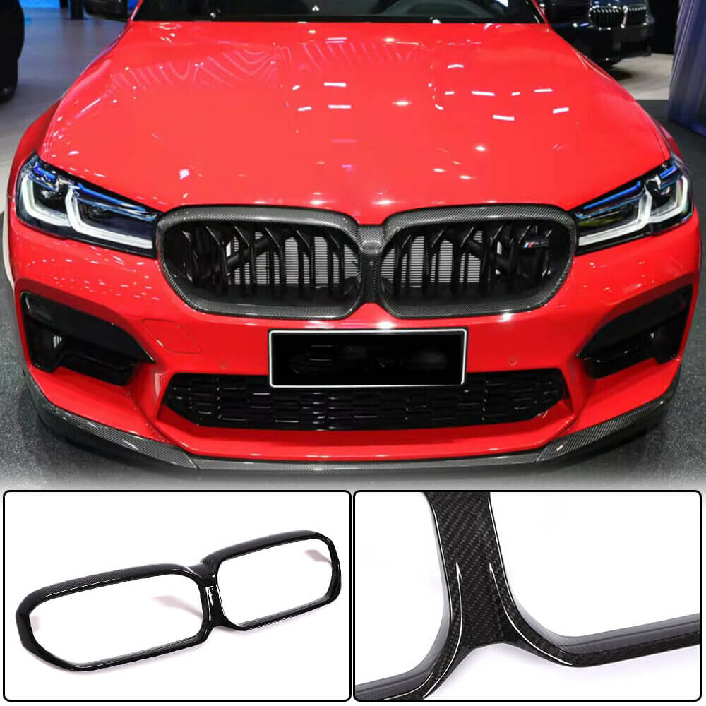 BMW 5 Series F90 M5 LCI 2021-2022 Front Grille Dry Carbon Fiber-Ahacarbon