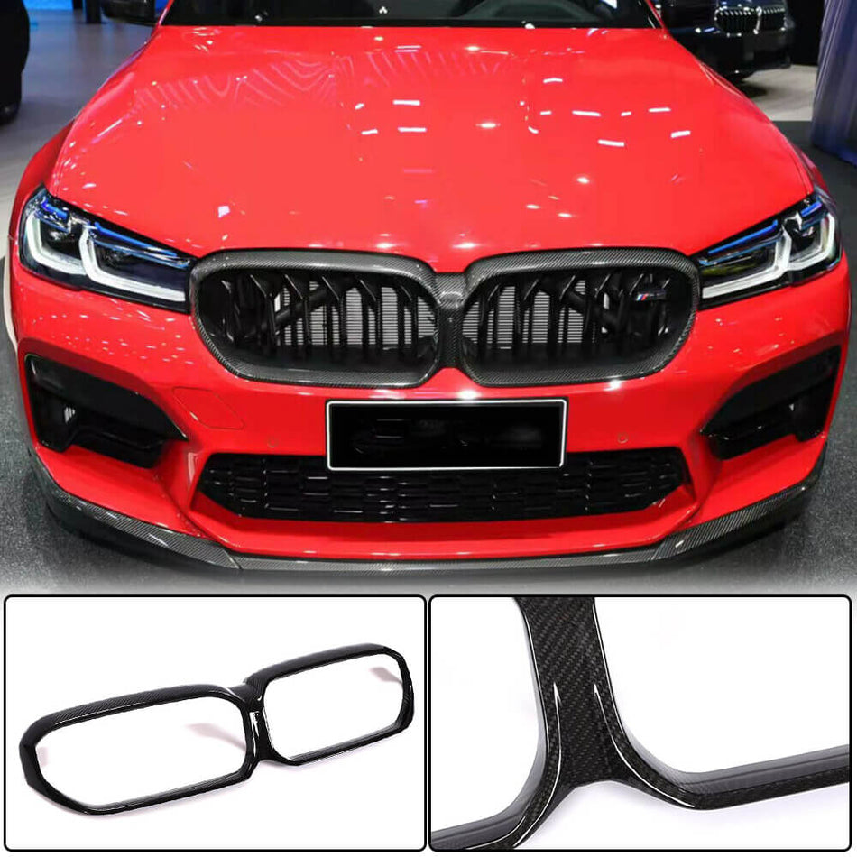 BMW 5 Series F90 M5 LCI 2021-2022 Front Grille Dry Carbon Fiber-Ahacarbon