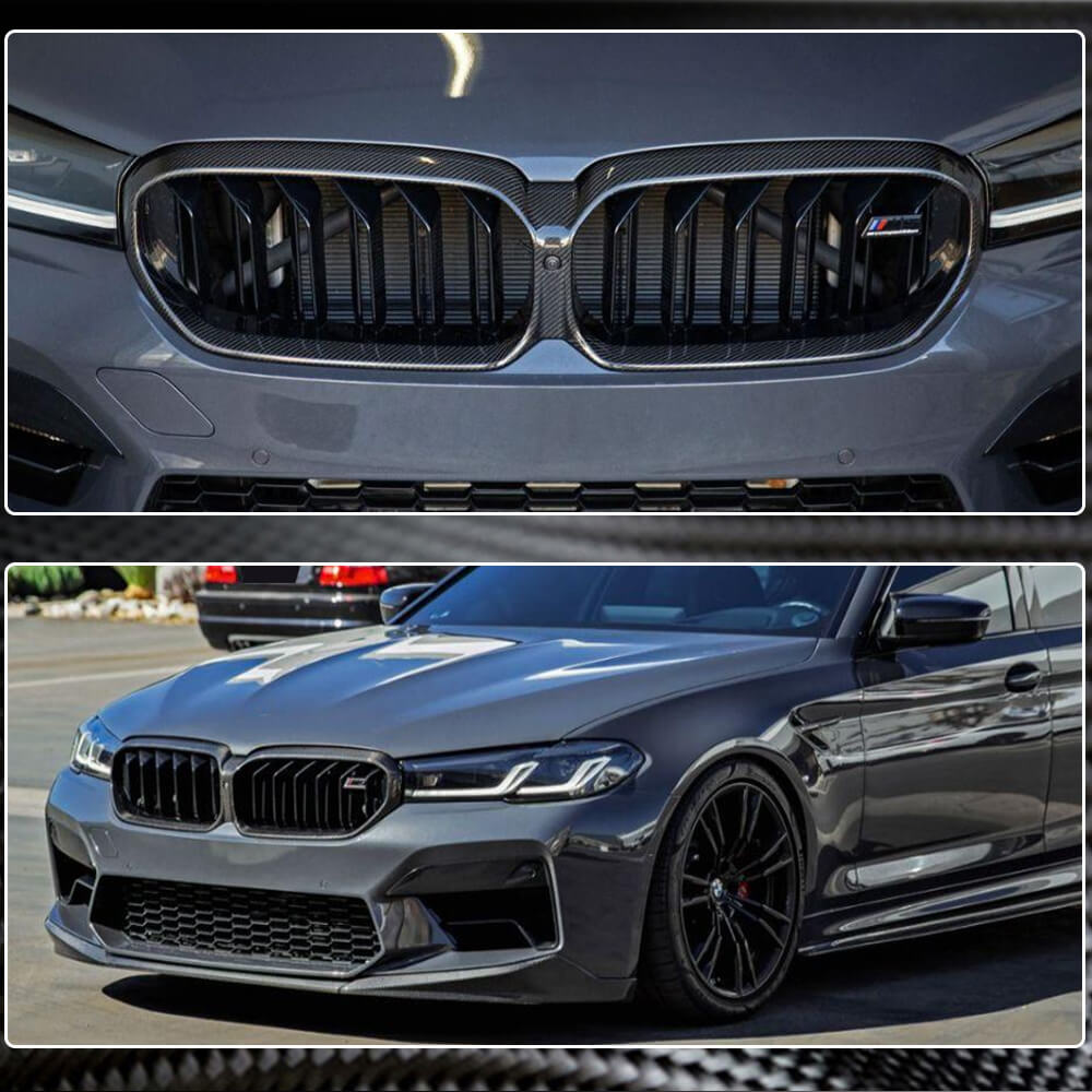 BMW 5 Series F90 M5 LCI 2021-2022 Front Grille Dry Carbon Fiber-Ahacarbon