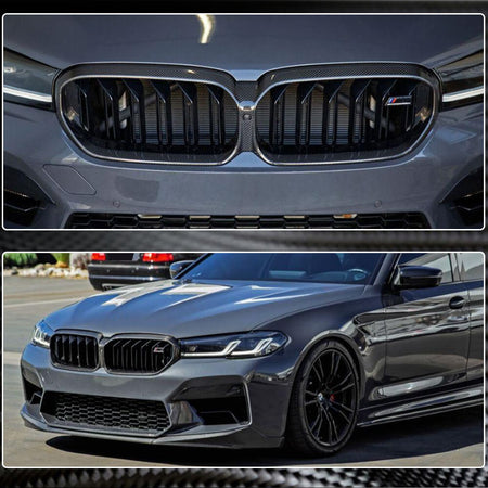 BMW 5 Series F90 M5 LCI 2021-2022 Front Grille Dry Carbon Fiber-Ahacarbon