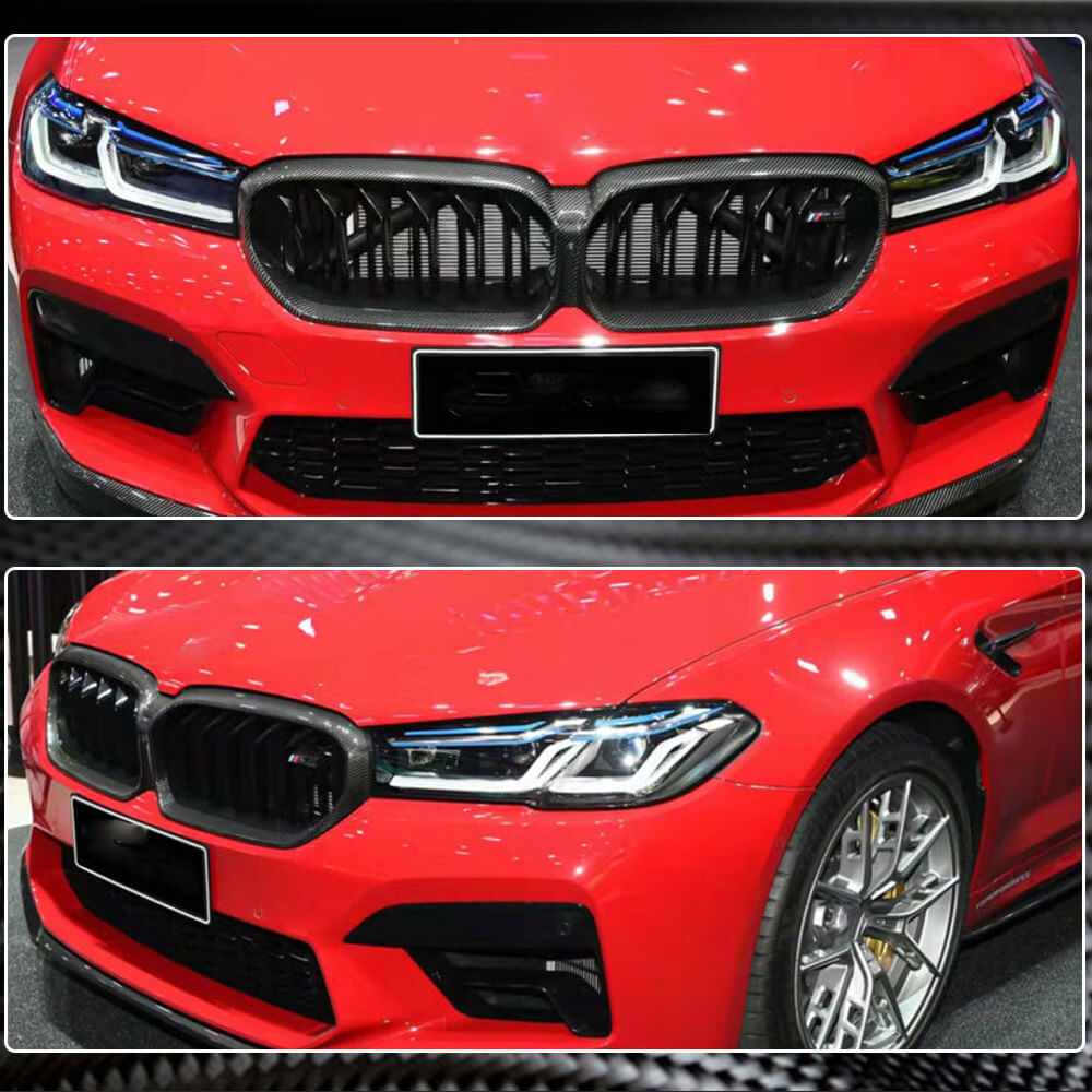 BMW 5 Series F90 M5 LCI 2021-2022 Front Grille Dry Carbon Fiber-Ahacarbon