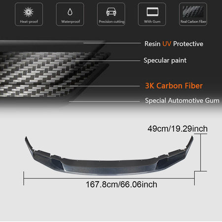 BMW 5 Series F90 M5 Pre-LCI 2018-2020 Front Bumper Lip Carbon Fiber-Ahacarbon