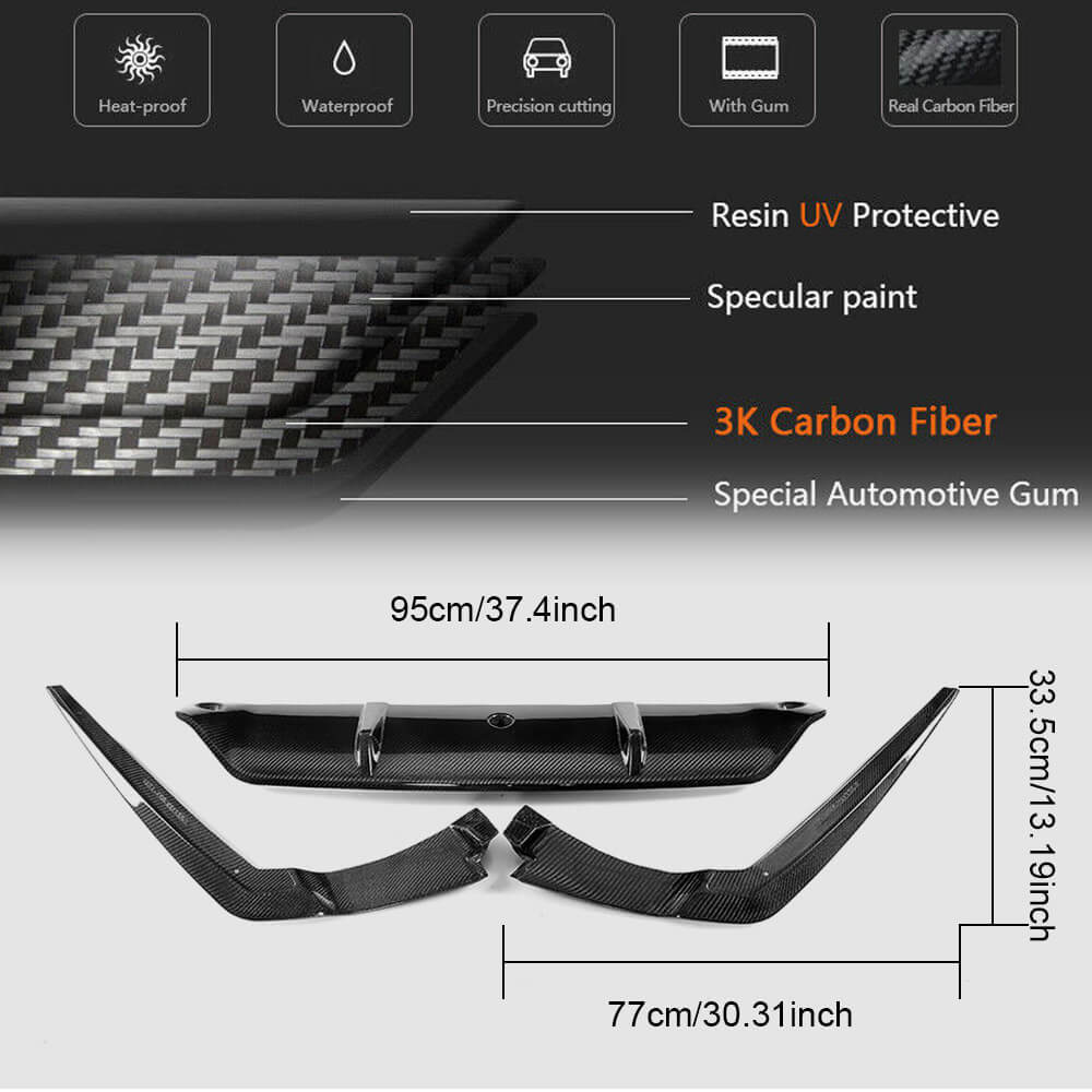 BMW 5 Series G30 Pre-LCI 2017-2019 Rear Bumper Diffuser Carbon Fiber-Ahacarbon