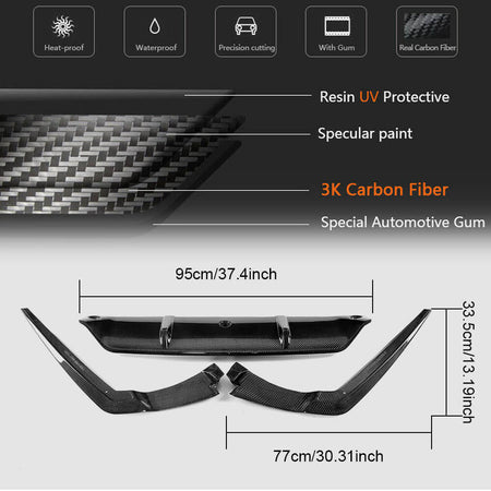 BMW 5 Series G30 Pre-LCI 2017-2019 Rear Bumper Diffuser Carbon Fiber-Ahacarbon