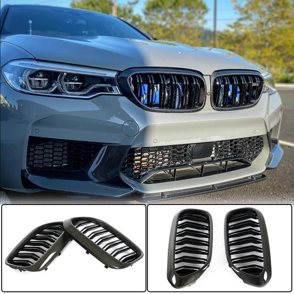 BMW 5 Series G30 F90 M5 Pre-LCI 2017-2020 Front Grille Carbon Fiber-Ahacarbon