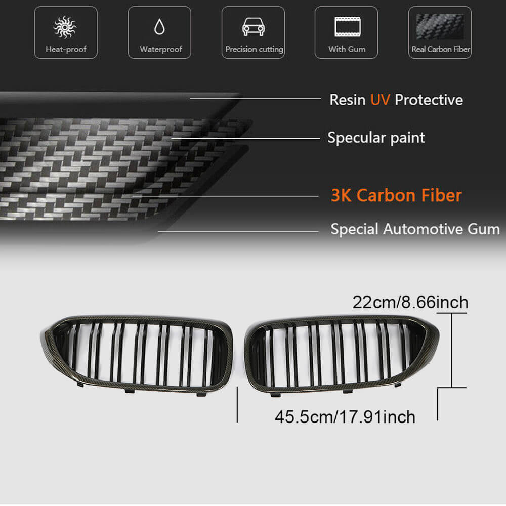 BMW 5 Series G30 F90 M5 Pre-LCI 2017-2020 Front Grille Carbon Fiber-Ahacarbon