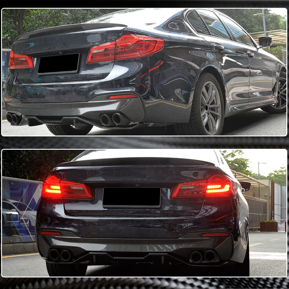 BMW 5 Series G30 530i 530e 540i M Sport M550i 2017-2020 Rear Bumper Diffuser Carbon Fiber/FRP-Ahacarbon