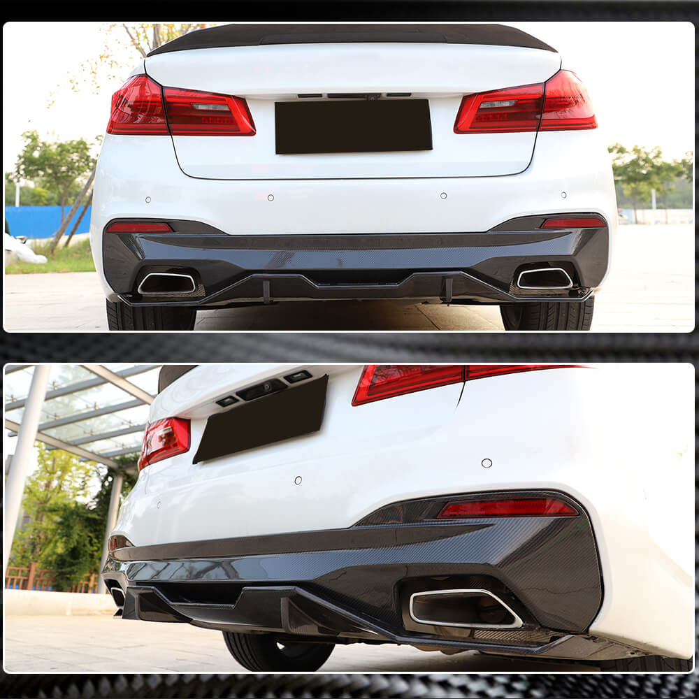 BMW 5 Series G30 530i 530e 540i M Sport M550i 2017-2020 Rear Bumper Diffuser Carbon Fiber/FRP-Ahacarbon