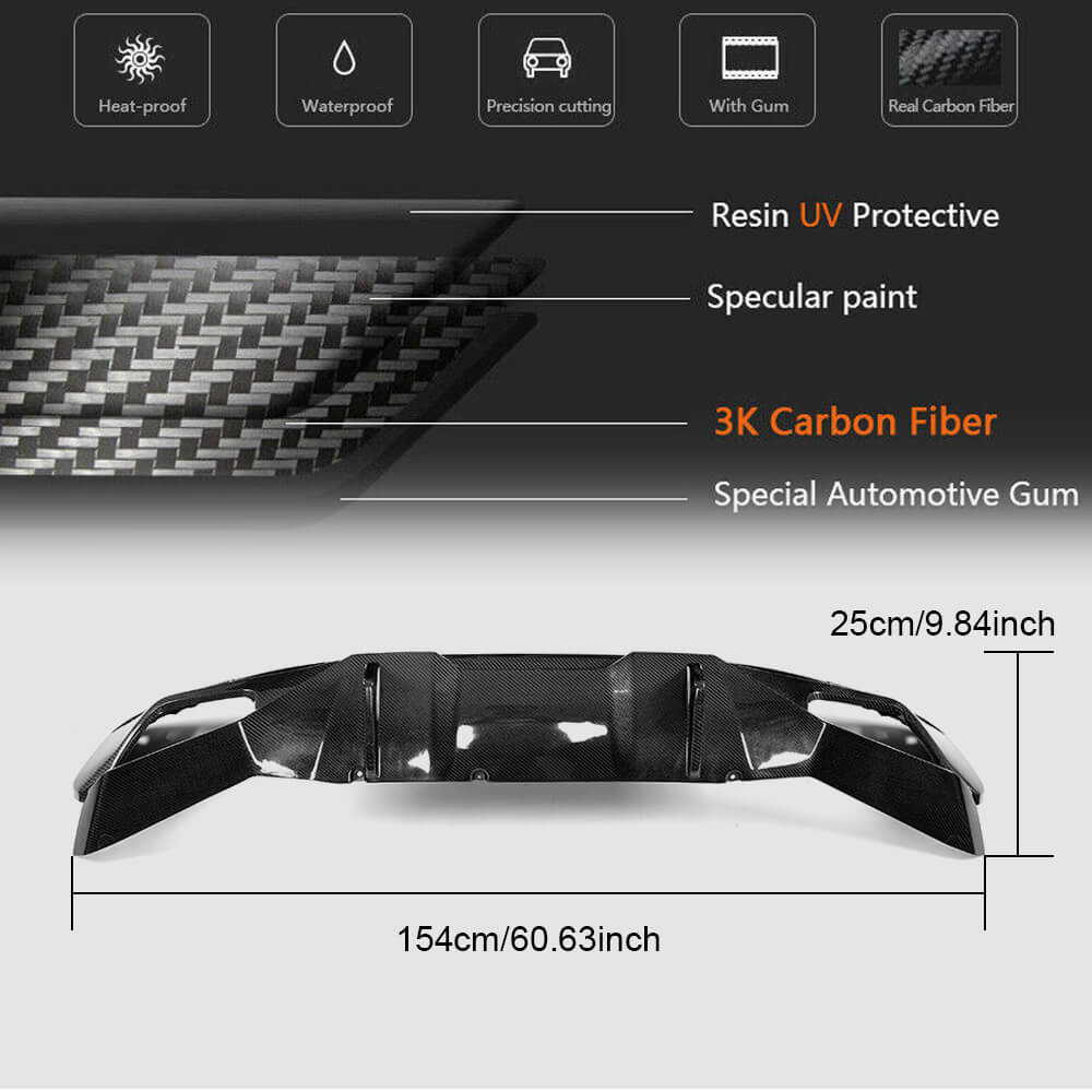 BMW 5 Series G30 530i 530e 540i M Sport M550i 2017-2020 Rear Bumper Diffuser Carbon Fiber/FRP-Ahacarbon