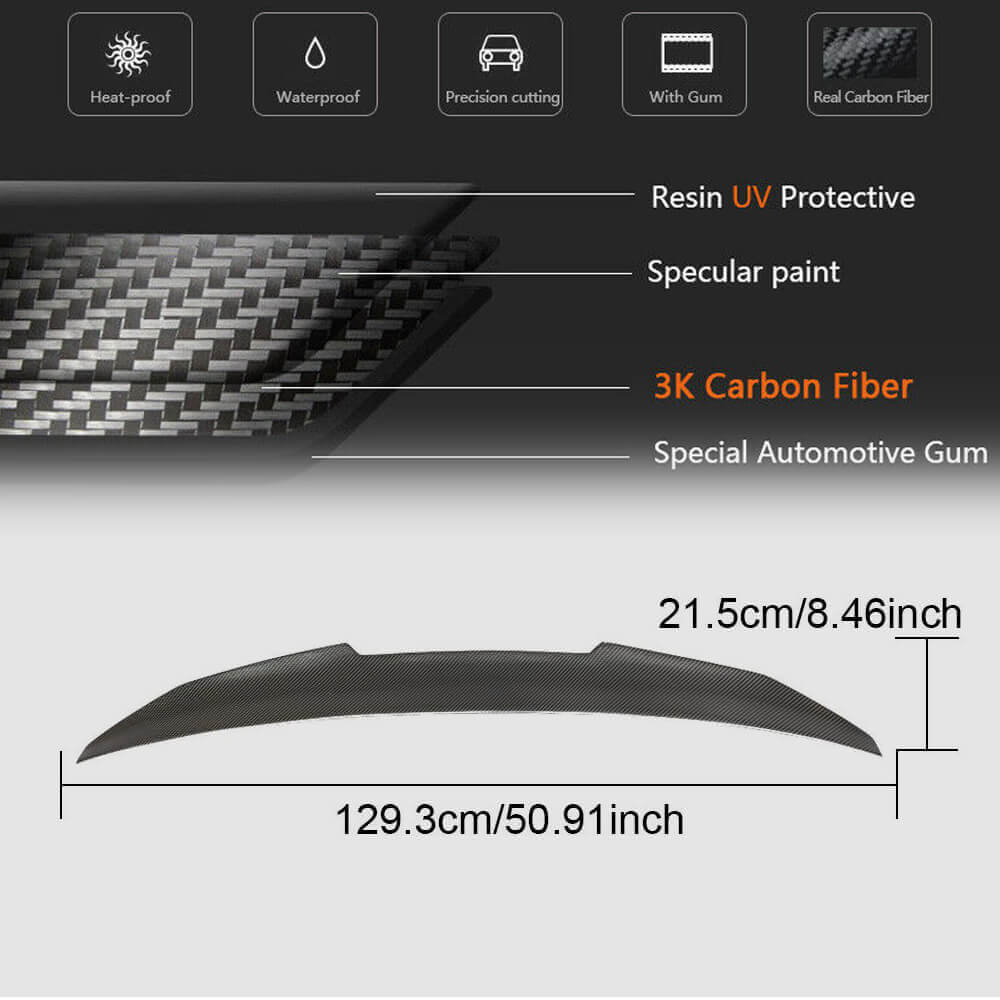 BMW 5 Series G30 F90 M5 520i 530i 540i 2017-2023 Carbon Fiber Rear Trunk Spoiler-Ahacarbon