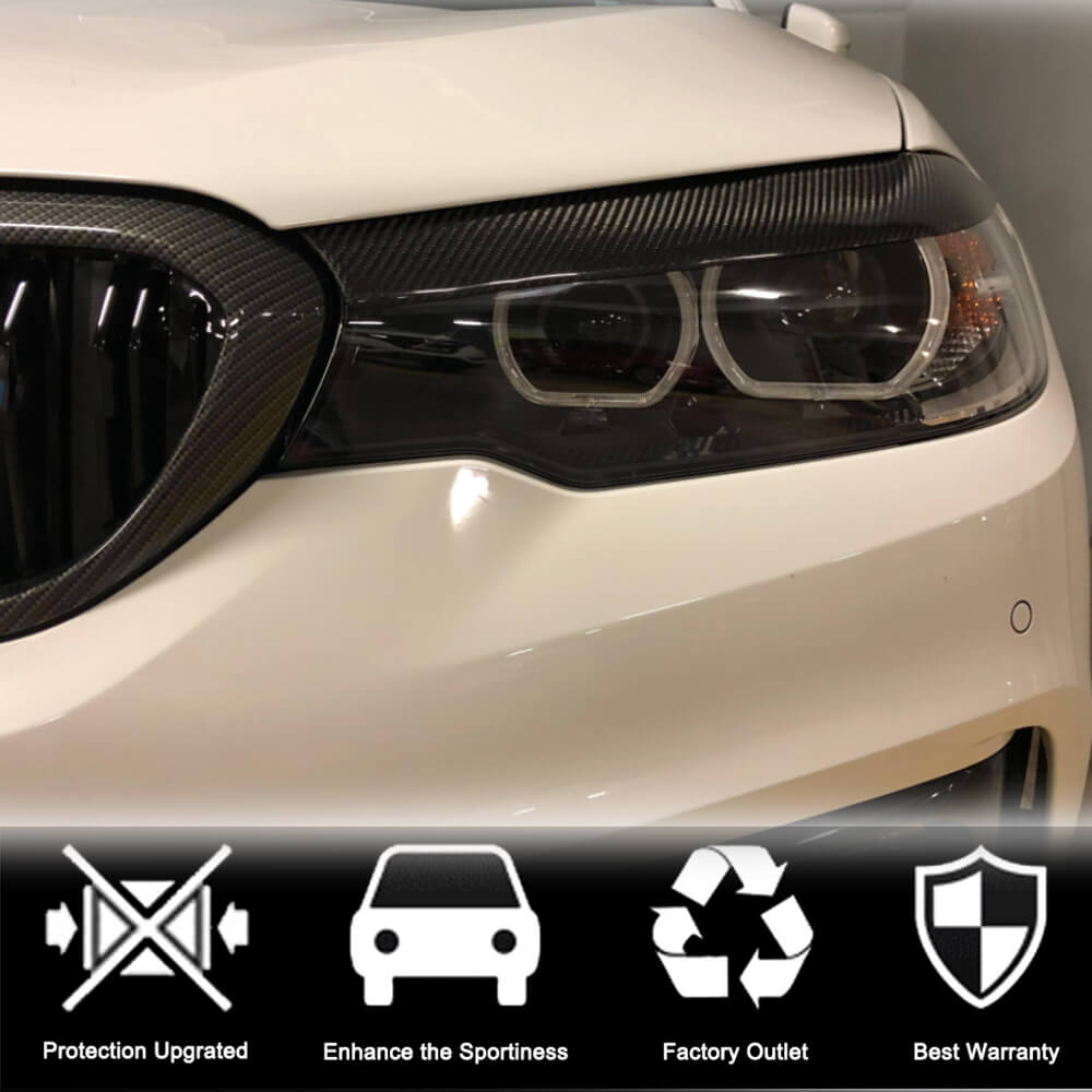 BMW 5 Series G30 G31 520i 530i 540i M550i F90 M5 2017-2020 Headlight Lamp Eyelid Eyebrows Dry Carbon Fiber-Ahacarbon