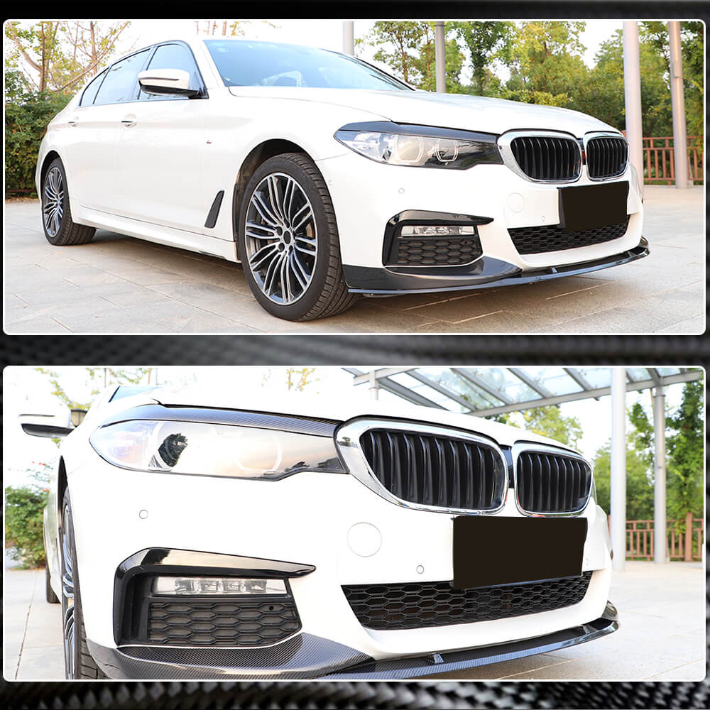 BMW 5 Series G30 G31 520i 530i 540i M550i F90 M5 2017-2020 Headlight Lamp Eyelid Eyebrows Dry Carbon Fiber-Ahacarbon