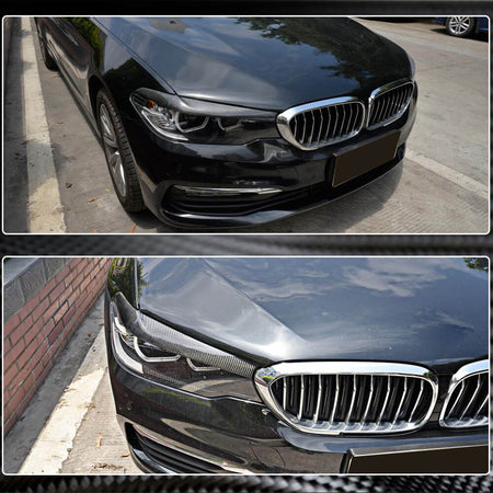 BMW 5 Series G30 G31 520i 530i 540i M550i F90 M5 2017-2020 Headlight Lamp Eyelid Eyebrows Dry Carbon Fiber-Ahacarbon