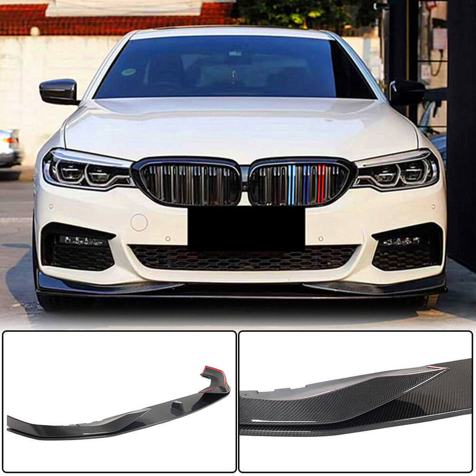 BMW 5 Series G30 G31 Pre-LCI 2017-2020 Front Bumper Lip Carbon Fiber-Ahacarbon