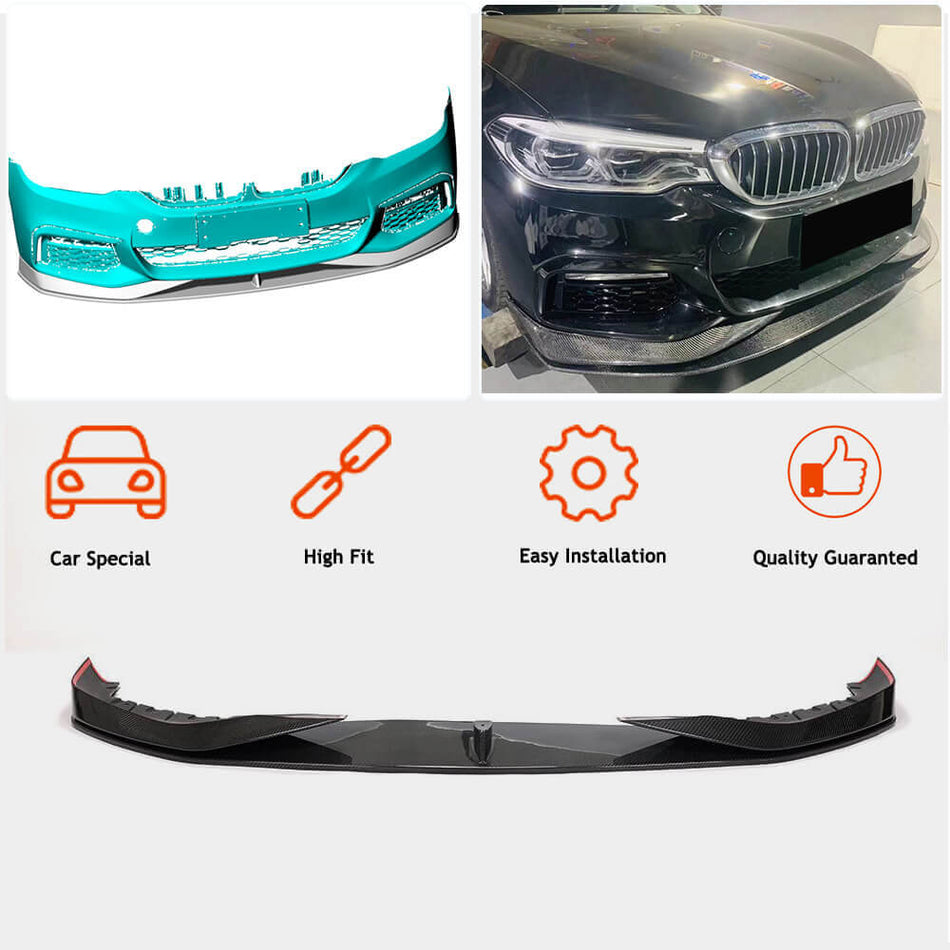 BMW 5 Series G30 G31 Pre-LCI 2017-2020 Front Bumper Lip Carbon Fiber-Ahacarbon