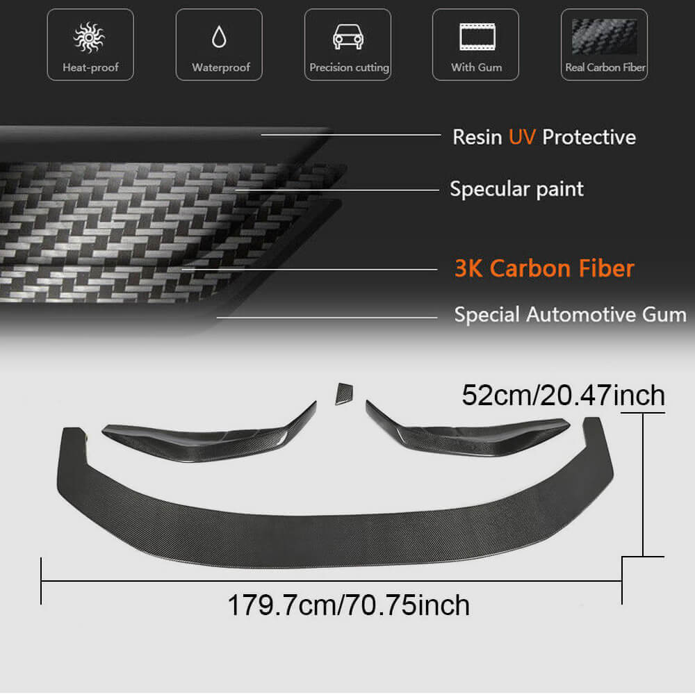 BMW 5 Series G30 G31 Pre-LCI 2017-2020 Front Bumper Lip Carbon Fiber-Ahacarbon
